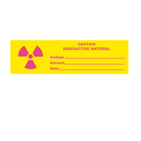 NEVS Caution Radioactive Material Isotope Amount Date write in 1" x 500" LRA-2